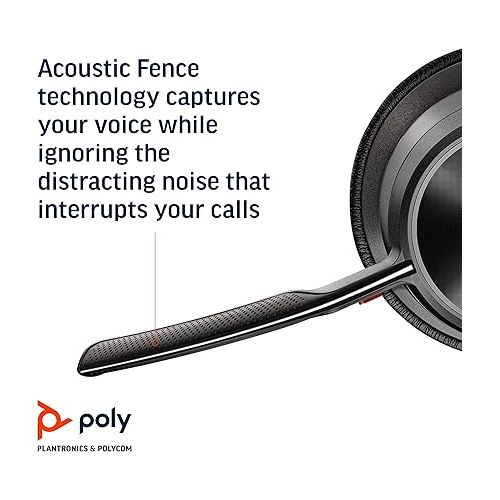  Poly Voyager Focus 2 UC Bluetooth Headset with Stand, Black, Unisex