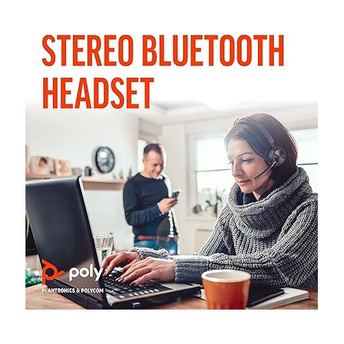  Poly Voyager Focus 2 UC Bluetooth Headset with Stand, Black, Unisex