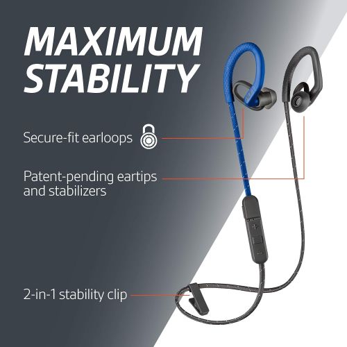  Poly (Plantronics + Polycom) Plantronics BackBeat FIT 350 Wireless Headphones, Stable, Ultra Light, Sweatproof In Ear Workout Headphones, Blue