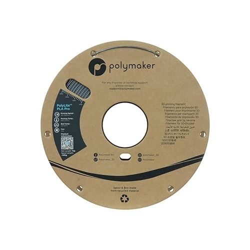  Polymaker PLA PRO Filament 1.75mm Metallic Chrome, Powerful PLA Filament 1.75mm 3D Printer Filament 1kg - PolyLite 1.75 PLA Filament PRO Tough & High Rigidity 3D Printing PLA Filament Metallic Chrome