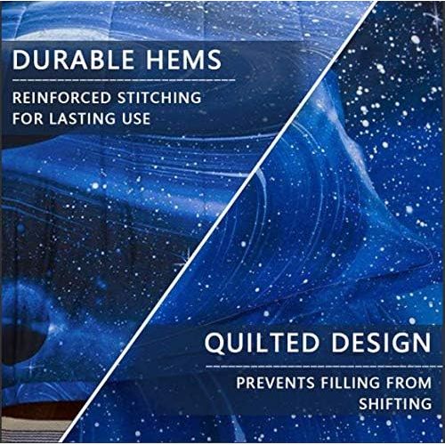  [아마존베스트]PomCo Galaxy Comforter Twin (68x88 Inch), 2Pcs(1 Galaxy Comforter & 1 Pillowcases) 3D Space Outer Sky Microfiber Bedding Set, Blue Universe Galaxy Comforter Set for Boy Girl Teen K