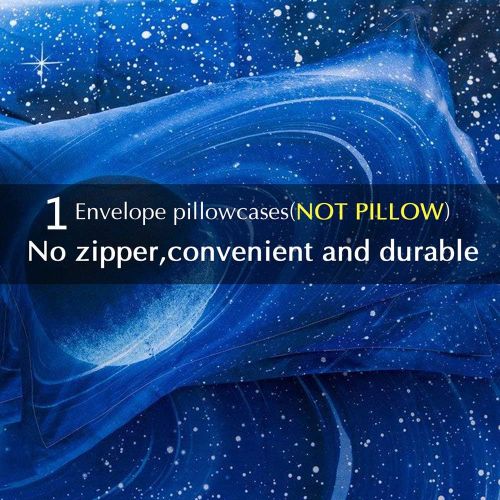  [아마존베스트]PomCo Galaxy Comforter Twin (68x88 Inch), 2Pcs(1 Galaxy Comforter & 1 Pillowcases) 3D Space Outer Sky Microfiber Bedding Set, Blue Universe Galaxy Comforter Set for Boy Girl Teen K