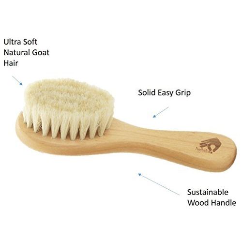  [아마존베스트]Natural Soft Newborn Baby Brush Set  Goat Hair Bristles with Eco-Friendly Wood Handle | Wooden Infant Cutie Comb by PomPerfect