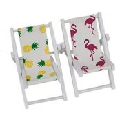 Pomeat 2 PCS Mini Wooden Beach Chair Cell Phone Holder Longue Deck Chair for Craft Dollhouse Accessories