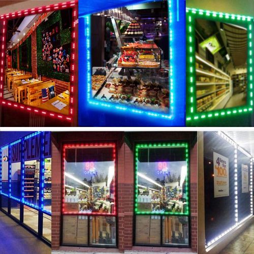  LED Storefront Lights, Pomelotree 40ft 80 Pieces Waterproof Decorative Light for Letter Advertising Signs, 4 Set 5050 SMD LED Light Module Storefront Window Strip Light(RGB Light)