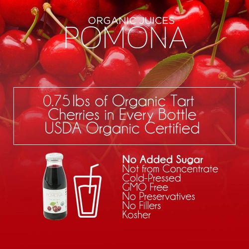  Pomona Organic POMONA Pure Tart Cherry Juice, 8.4 Ounce Bottle (Pack of 12), Cold Pressed Organic Juice,...