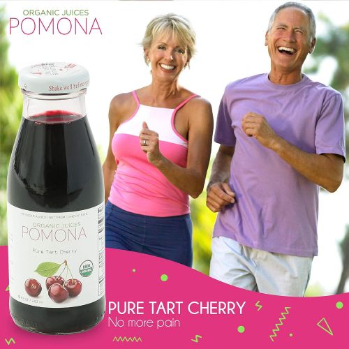  Pomona Organic POMONA Pure Tart Cherry Juice, 8.4 Ounce Bottle (Pack of 12), Cold Pressed Organic Juice,...