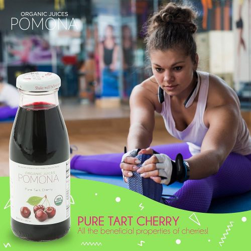  Pomona Organic POMONA Pure Tart Cherry Juice, 8.4 Ounce Bottle (Pack of 12), Cold Pressed Organic Juice,...