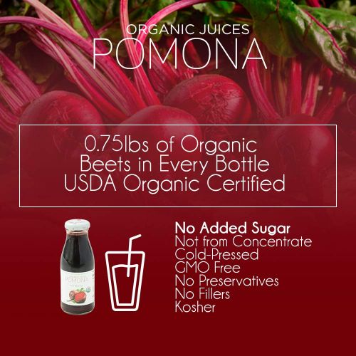  Pomona Organic POMONA Organic Pure Beet Juice, 8.4 Ounce Bottle (Pack of 12), Cold Pressed Organic Juice,...