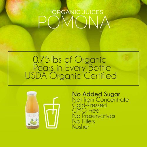  Pomona Organic POMONA Pure Pear Juice, 8.4 Ounce Bottle (Pack of 12), Cold Pressed Organic Juice, Non-GMO,...