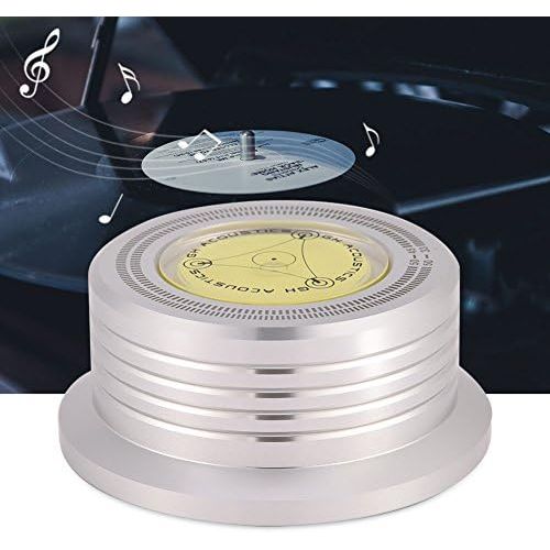 Pomya Record Weight Stabilizer, Premium Quality Aluminum Turntable Disc Vinyl Record Stabilizer Clamp with Bubble Level for LP Vinyl Record Player 50Hz(Silver)