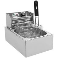 Poncherish Elektrische Fritteuse Friteuse Edelstahl 6L Kaltzonen,10L OEltankinhalt,2.5KW mit Temperaturkontrolle 0~200° (EH81)