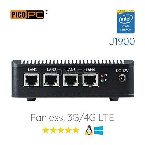  Pondesk Perfect pfSense, Sophos, Untangle, Ubuntu, ClearOS, Freebsd, Monowall, Debian etc Intel AES-NI Atom E3845 4 LAN with WiFi LTE HD Fanless Firewall Appliance Router(4GB RAM,120GB mSA