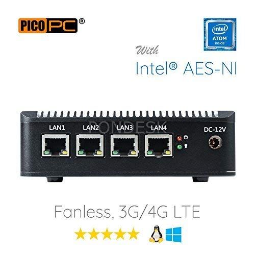  Pondesk Perfect pfSense, Sophos, Untangle, Ubuntu, ClearOS, Freebsd, Monowall, Debian etc Intel AES-NI Atom E3845 4 LAN with 4G LTE HD Fanless Firewall Appliance Router (0GB RAM, 0GB mSATA