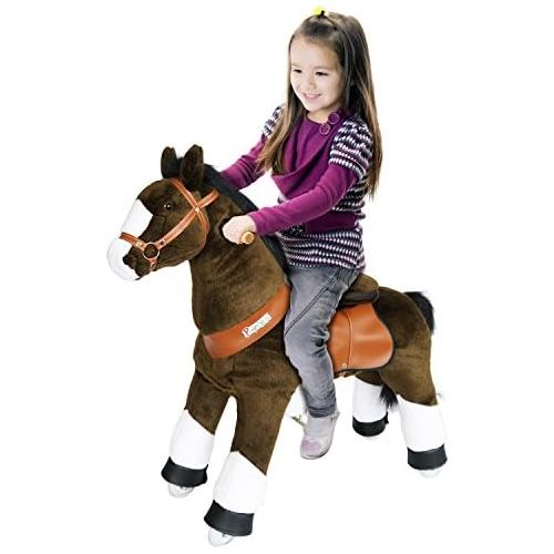  PonyCycle Official Ride On Horse No Battery No Electricity Mechanical Horse Chocolate with White Hoof Medium for Age 4-9