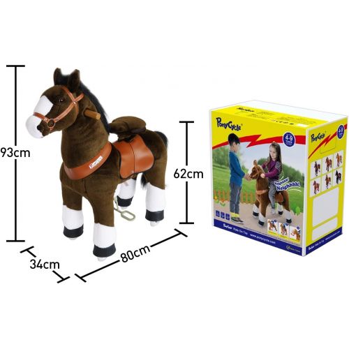  PonyCycle Official Ride On Horse No Battery No Electricity Mechanical Horse Chocolate with White Hoof Medium for Age 4-9