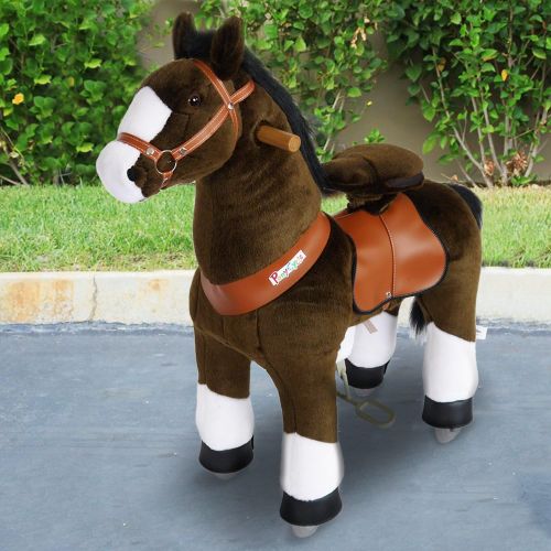  PonyCycle Official Ride On Horse No Battery No Electricity Mechanical Horse Chocolate with White Hoof Medium for Age 4-9