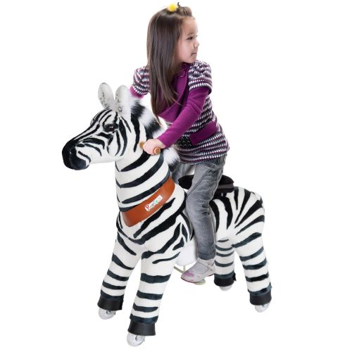  PonyCycle Official Ride On Horse Zebra No Battery No Electricity Mechanical Zebra White & Black Medium for Age 4-9