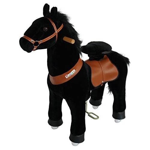  PonyCycle Official Ride On Horse No Battery No Electricity Mechanical Horse Black Medium for Age 4-9