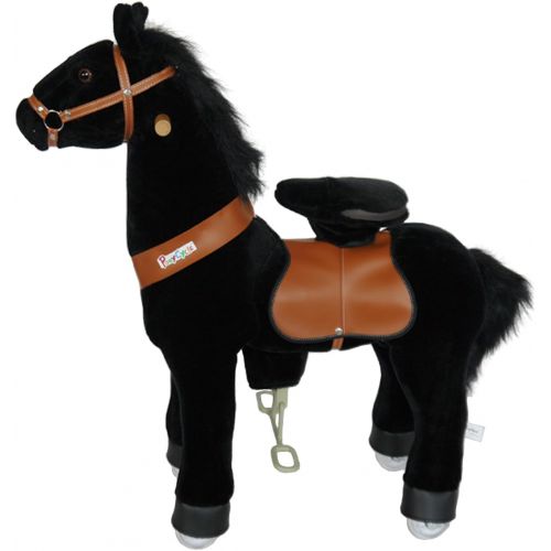  PonyCycle Official Ride On Horse No Battery No Electricity Mechanical Horse Black Medium for Age 4-9