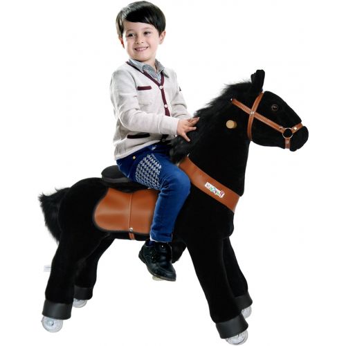  PonyCycle Official Ride On Horse No Battery No Electricity Mechanical Horse Black Medium for Age 4-9