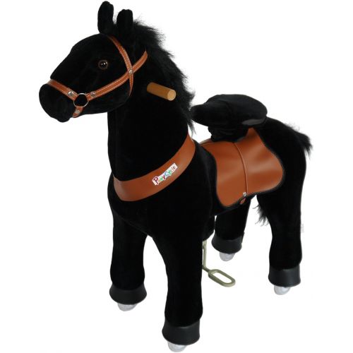  PonyCycle Official Ride On Horse No Battery No Electricity Mechanical Horse Black Medium for Age 4-9