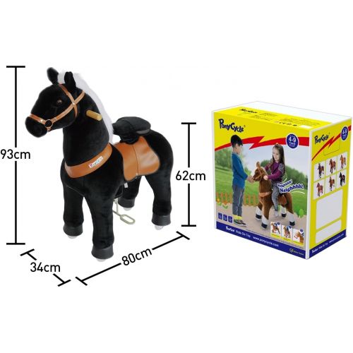  PonyCycle Official Ride On Horse No Battery No Electricity Mechanical Horse Black Medium for Age 4-9