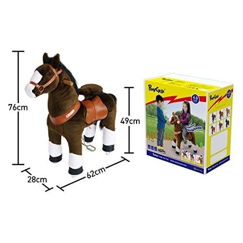  PonyCycle Official Ride On Horse No Battery No Electricity Mechanical Horse Chocolate White Hoof Small Age 3-5