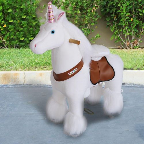  PonyCycle Official Ride On Unicorn No Battery No Electricity Mechanical Unicorn White Small for Age 3-5
