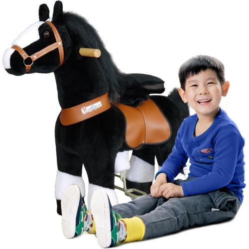  Ponycycle Pony Cycle Ride On Horse No Need Battery No Electric Just Walking Horse BLACK STALLION - Size MEDIUM for 4 to 10 Years Old
