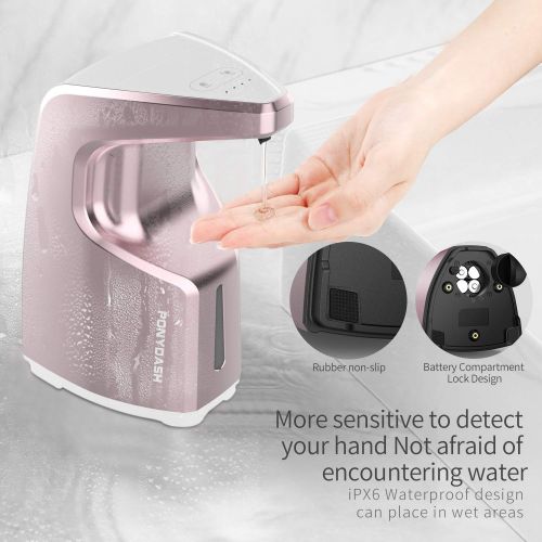  Ponydash Automatic Soap Dispenser Touchless, Dish Hand Free Auto Sensor Soap Dispenser | Liquid 450ml Countertop/Wall Mounted Soap Dispenser for Kitchen Sink Shower Bathroom -2-Yea