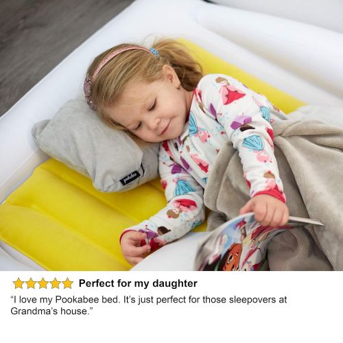  Pookabee Inflatable Toddler Bed for Kids - Bundle Memory Foam Travel Pillow. The Perfect Portable Bed with Safety Bumpers for Sleepovers, Camping & Travel