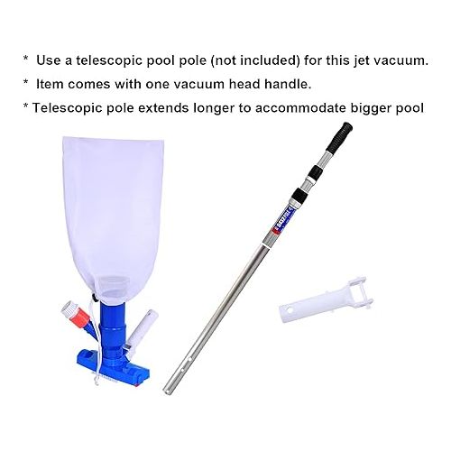  Pool Spa Jet Vacuum Cleaner w/Brush for Frame Above Ground/Inflatable Pools, Spa, Hot Tub Vacuuming, Use Water Pressure from Garden Hose to Vacuum (Use with A Telescopic Pool Pole, Not Included)
