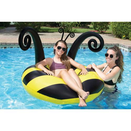  Poolmaster Bumble Bee Inflatable Swimming Pool Party Float - (48 Inch), Yellow/Black