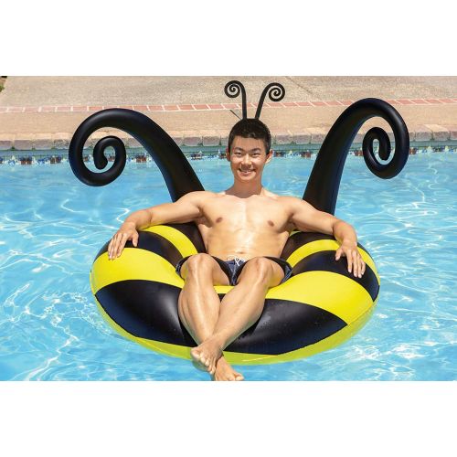  Poolmaster Bumble Bee Inflatable Swimming Pool Party Float - (48 Inch), Yellow/Black