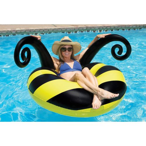  Poolmaster Bumble Bee Inflatable Swimming Pool Party Float - (48 Inch), Yellow/Black