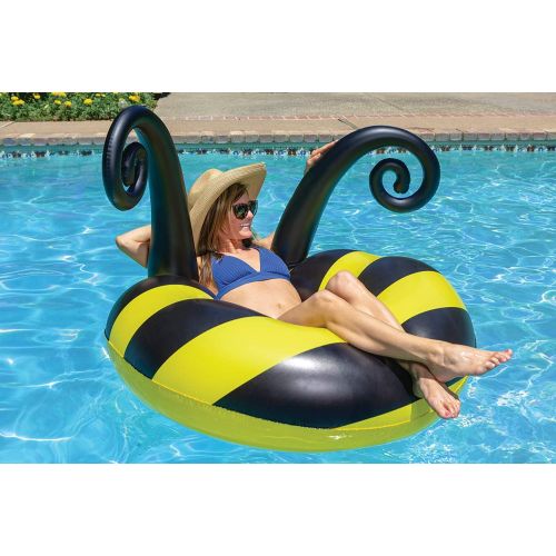  Poolmaster Bumble Bee Inflatable Swimming Pool Party Float - (48 Inch), Yellow/Black