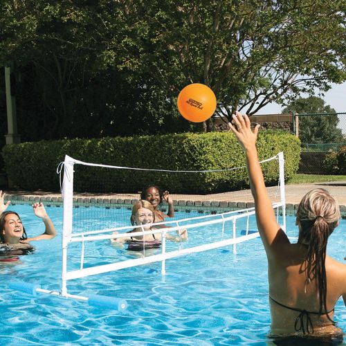  Poolmaster Super Combo Water Volleyball and Badminton Swimming Pool Game, Blue/White/Blue, One Size