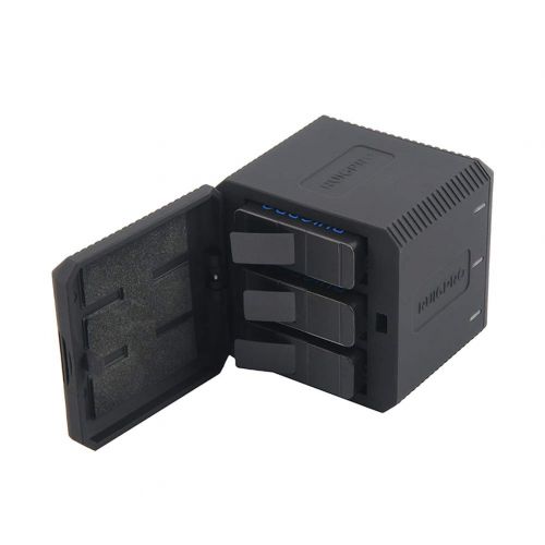  Poonkuos Tragbar Batterien Ladegerat Lagerung Huelle - Triple Kanal Aufladung Tragen Box mit USB Kabel fuer GoPro Hero 7/Hero 6/Hero 5 Kamera Battery