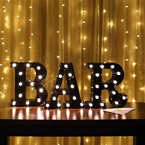  [아마존 핫딜] [아마존핫딜]Pooqla Marquee Letters with Lights - Light Up Black LED Letter Sign for BAR Pub Home Party Wedding Decoration