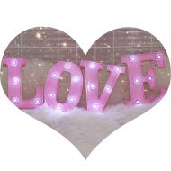 Pooqla Decorative Illuminated Marquee Love Word Sign with Diamond Light Bulb (Pink Color 6.38 Tall) - Lighted Letter Words and Signs for Home Bedroom Baby Shower Nursery Room Table