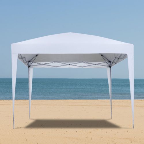  Outdoor Basic 10 x 10 ft Pop-Up Canopy Tent Gazebo for Beach Tailgating Party White