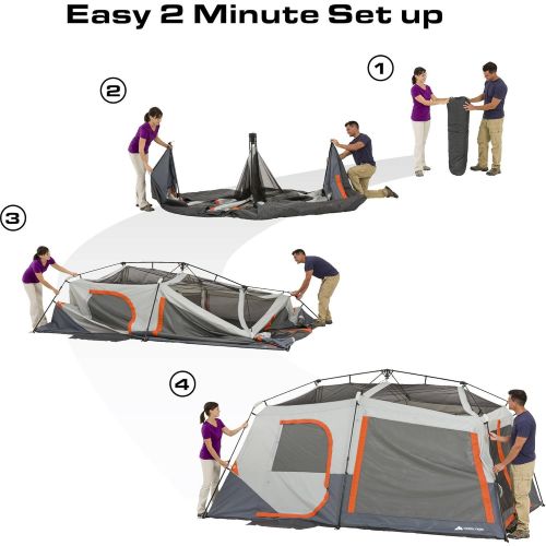  Pop OZARK TRAIL| 10-Person| Instant Lighted Cabin Tent Bundle Lightweight| Insulated| Self-Inflating Air Pad|Orange|