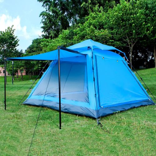  Pop Instant 4 Person Hydraumatic Large Dome Tent Double Layer 2-Door Opening Screened Family Camping Canopy Shelter Tent (82 x 82 x 53)