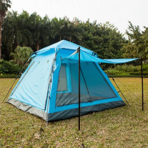 Pop Instant 4 Person Hydraumatic Large Dome Tent Double Layer 2-Door Opening Screened Family Camping Canopy Shelter Tent (82 x 82 x 53)