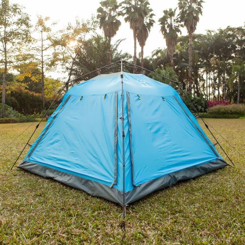  Pop Instant 4 Person Hydraumatic Large Dome Tent Double Layer 2-Door Opening Screened Family Camping Canopy Shelter Tent (82 x 82 x 53)