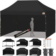 Pop up tent ABCCANOPY 10 X 15 Pop up Canopy Tent Commercial Instant Gazebos with 6 Removable Walls and Roller Bag and 4 Weight Bags (Black)