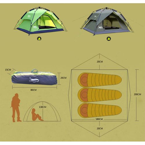  Pop up tent 3-4 Persons Waterproof Family/Party Tent 3-1 Use Double Camping Tent with Rain Proof Easy to Set up Lightweight Portable Tent Perfect for Camping/Picnic/Beach Holiday
