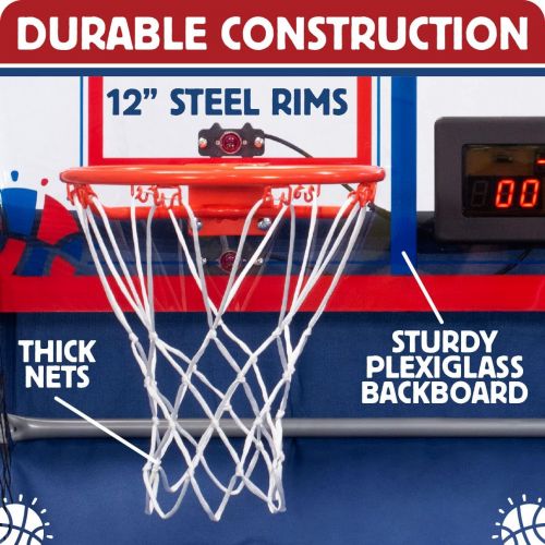  Pop-A-Shot Official Indoor/Outdoor Dual Shot Basketball Arcade Game - Weather Resistant - 16 Different Games - 6 Audio Options - Near 100% Scoring Accuracy - Large LED Scoreboard