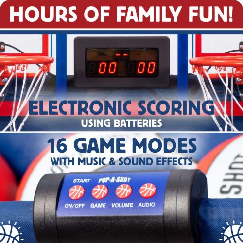  Pop-A-Shot Official Indoor/Outdoor Dual Shot Basketball Arcade Game - Weather Resistant - 16 Different Games - 6 Audio Options - Near 100% Scoring Accuracy - Large LED Scoreboard